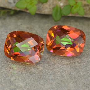 Gemas de cuarzo místico multicolor natural de 3,69 ct, corte cojín, VS
