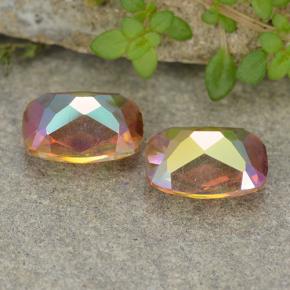 Gemas de cuarzo místico multicolor natural de 3,69 ct, corte cojín, VS