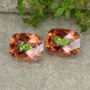 Gemas de cuarzo místico multicolor natural de 3,64 ct, corte cojín, VVS-VS