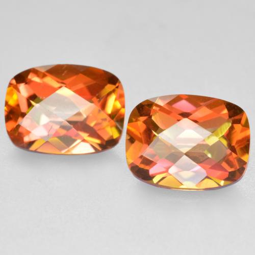 Gemas de cuarzo místico multicolor natural de 3,72 ct, corte cojín, VVS-VS