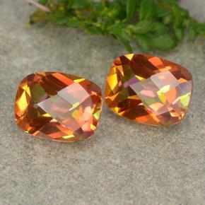 Gemas de cuarzo místico multicolor natural de 3,70 ct, corte cojín, VS