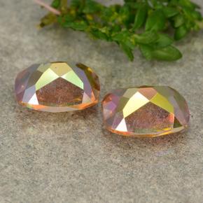 Gemas de cuarzo místico multicolor natural de 3,70 ct, corte cojín, VS