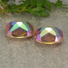 Gemas de cuarzo místico multicolor natural de 3,48 ct, corte cojín, VS