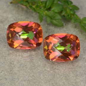 Gemas de cuarzo místico multicolor natural de 3,75 ct, corte cojín, VS