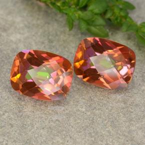 Gemas de cuarzo místico multicolor natural de 3,75 ct, corte cojín, VS