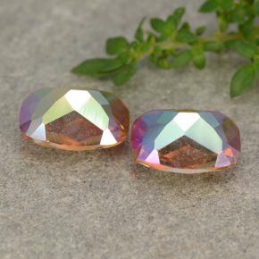 Gemas de cuarzo místico multicolor natural de 3,38 ct, corte cojín, VVS-VS