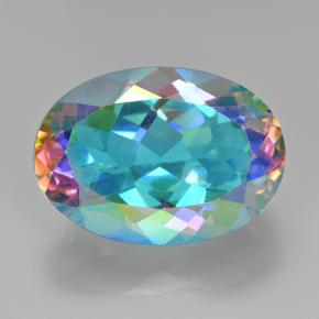 Cuarzo místico multicolor natural de 7,23 ct, corte óvalo, VVS-VS