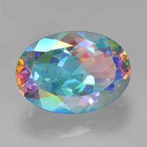 Cuarzo místico multicolor natural de 7,23 ct, corte óvalo, VVS-VS