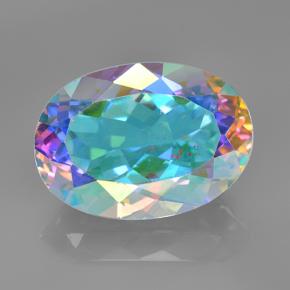 Cuarzo místico multicolor natural de 7,50 ct, corte óvalo, VVS-VS