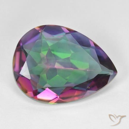 Cuarzo místico multicolor natural de 11,31 ct, en forma de pera, VVS-VS