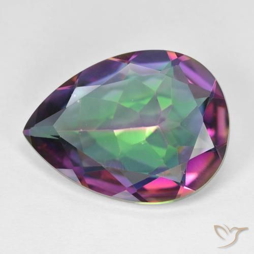 Cuarzo místico multicolor natural de 11,31 ct, en forma de pera, VVS-VS