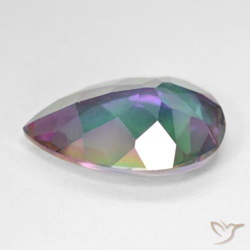 Cuarzo místico multicolor natural de 11,31 ct, en forma de pera, VVS-VS