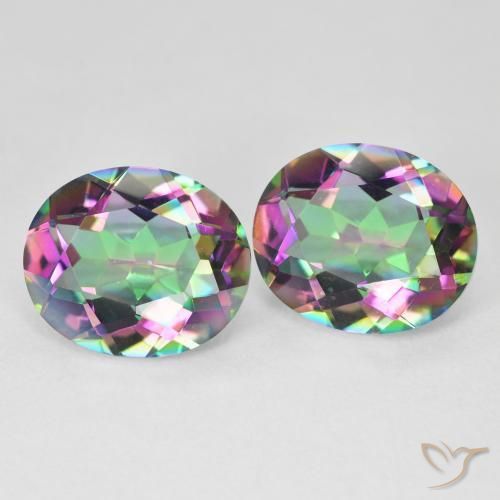 Gemas de Cuarzo Místico Multicolor natural de 9.09 ct, Ovalada, VVS-VS