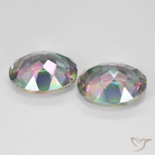 Gemas de Cuarzo Místico Multicolor natural de 9.09 ct, Ovalada, VVS-VS