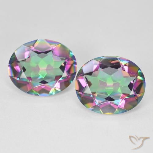7.84ctw Natural Multicolor Cuarzo Místico, Ovalada, VVS-VS