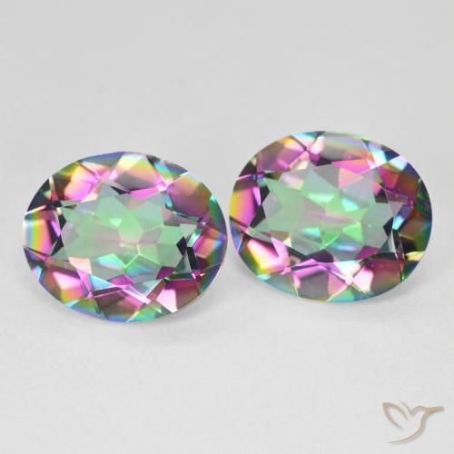 Gemas de Cuarzo Místico Multicolor natural de 7.84 ct, Ovalada, VVS-VS