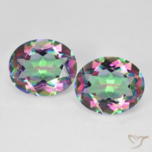 Gemas de Cuarzo Místico Multicolor natural de 9.18 ct, Corte Óvalo, VVS-VS