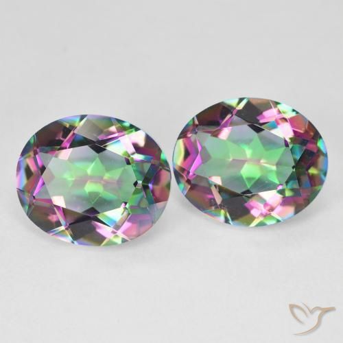 Gemas de Cuarzo Místico Multicolor natural de 9.18 ct, Corte Óvalo, VVS-VS