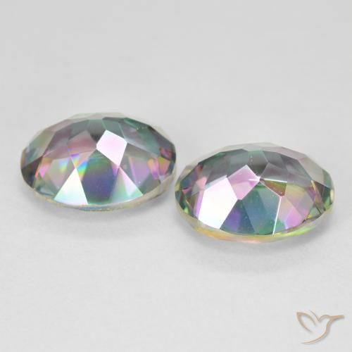 Gemas de Cuarzo Místico Multicolor natural de 9.18 ct, Corte Óvalo, VVS-VS