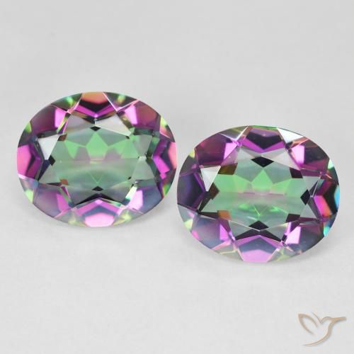 Gemas de cuarzo místico multicolor natural de 8,46 ct, corte óvalo, VVS-VS