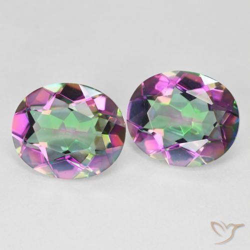 Gemas de cuarzo místico multicolor natural de 8,46 ct, corte óvalo, VVS-VS