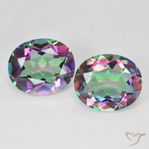 8.72ctw Natural Multicolor Cuarzo Místico, Ovalada, VVS-VS