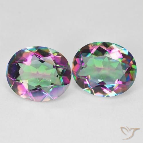 Gemas de Cuarzo Místico Multicolor natural de 8.72 ct, Ovalada, VVS-VS