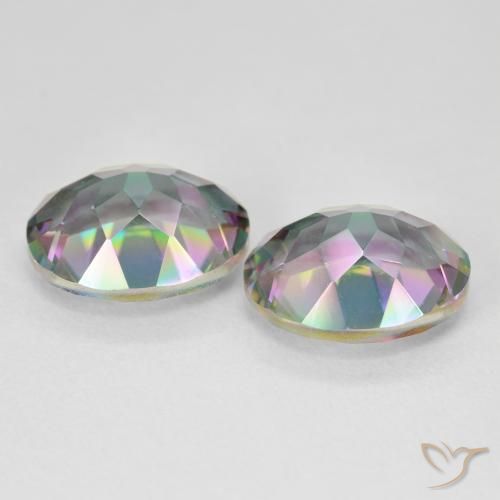 Gemas de Cuarzo Místico Multicolor natural de 9.14 ct, Ovalada, VVS-VS