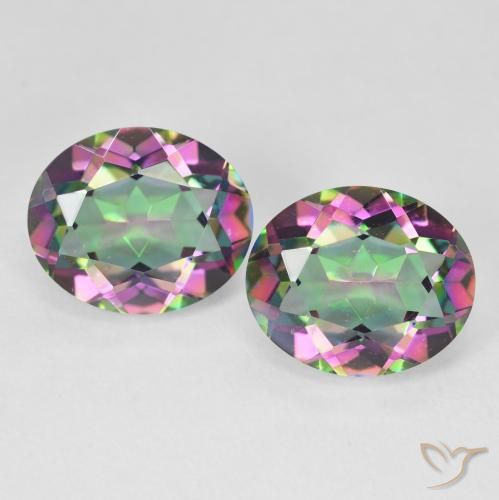 Gemas de Cuarzo Místico Multicolor natural de 9.52 ct, Corte Óvalo, VVS-VS