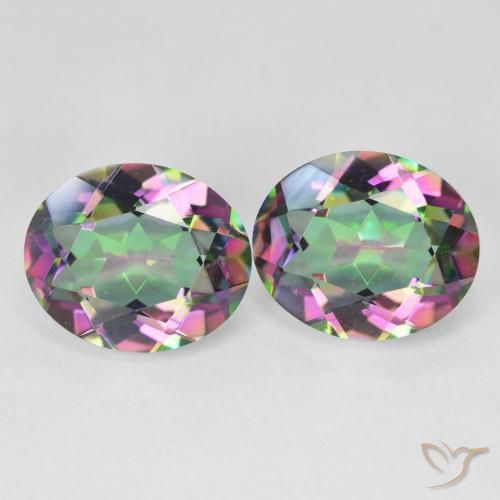 Gemas de Cuarzo Místico Multicolor natural de 9.52 ct, Corte Óvalo, VVS-VS