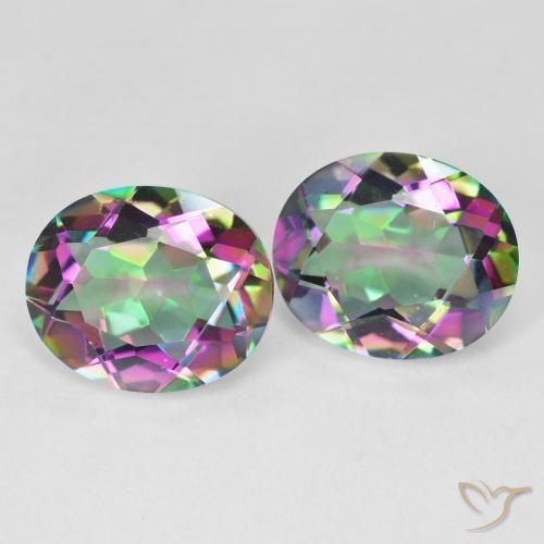 Gemas de Cuarzo Místico Multicolor natural de 9.31 ct, Corte Óvalo, VVS-VS