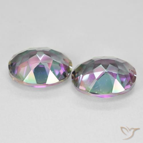 Gemas de Cuarzo Místico Multicolor natural de 9.31 ct, Corte Óvalo, VVS-VS