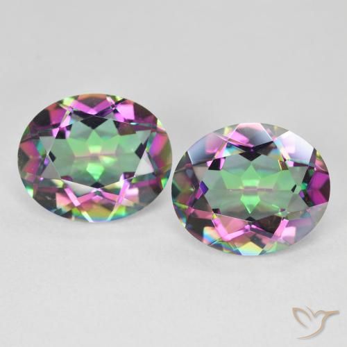 Gemas de Cuarzo Místico Multicolor natural de 8.78 ct, Corte Óvalo, VVS-VS