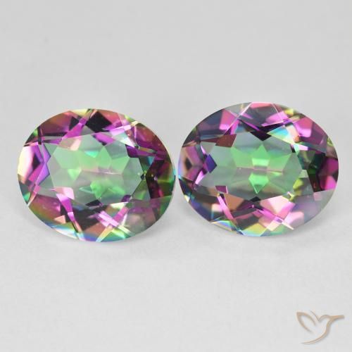 Gemas de Cuarzo Místico Multicolor natural de 8.78 ct, Corte Óvalo, VVS-VS