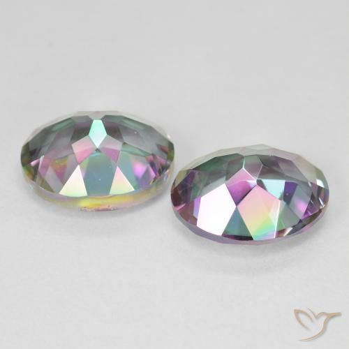 Gemas de Cuarzo Místico Multicolor natural de 8.78 ct, Corte Óvalo, VVS-VS
