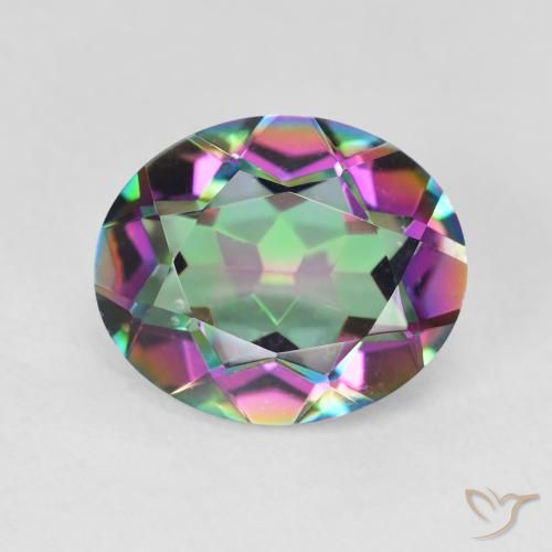 Cuarzo místico multicolor natural de 4,10 ct, corte óvalo, VVS