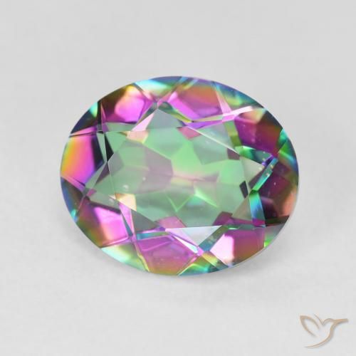 Cuarzo místico multicolor natural de 4,10 ct, corte óvalo, VVS