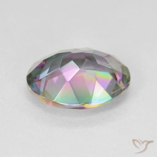 Cuarzo místico multicolor natural de 4,10 ct, corte óvalo, VVS