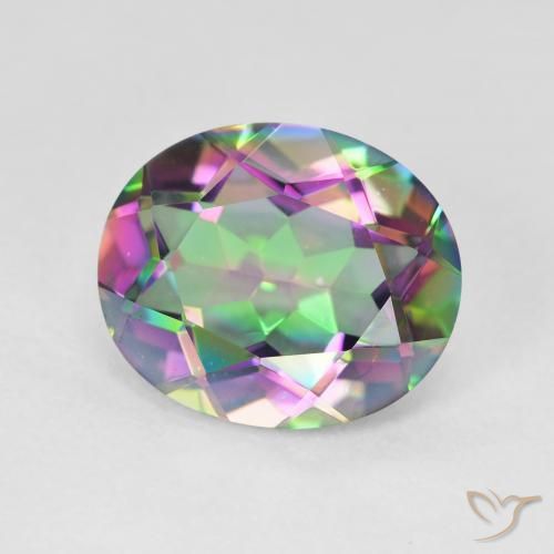Cuarzo Místico Multicolor natural de 4.23 ct, Corte Óvalo, VVS