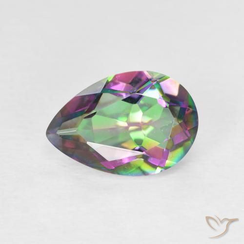 1.76ct Natural Multicolor Cuarzo Místico, En forma de pera, VVS-VS