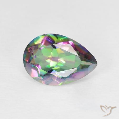 Cuarzo Místico Multicolor natural de 1.76 ct, En forma de pera, VVS-VS
