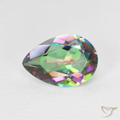 1.86ct Natural Multicolor Cuarzo Místico, En forma de pera, VVS-VS