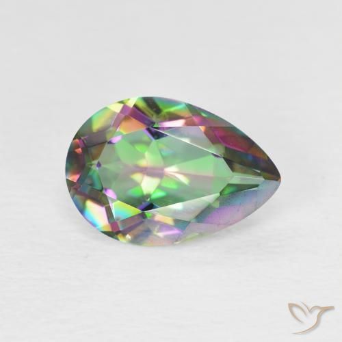 Cuarzo Místico Multicolor natural de 1.86 ct, En forma de pera, VVS-VS