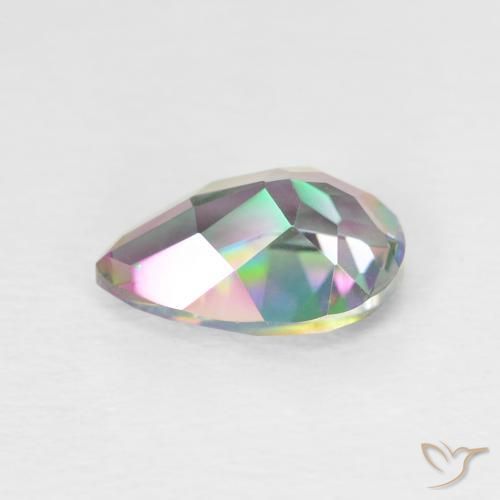 Cuarzo Místico Multicolor natural de 1.86 ct, En forma de pera, VVS-VS