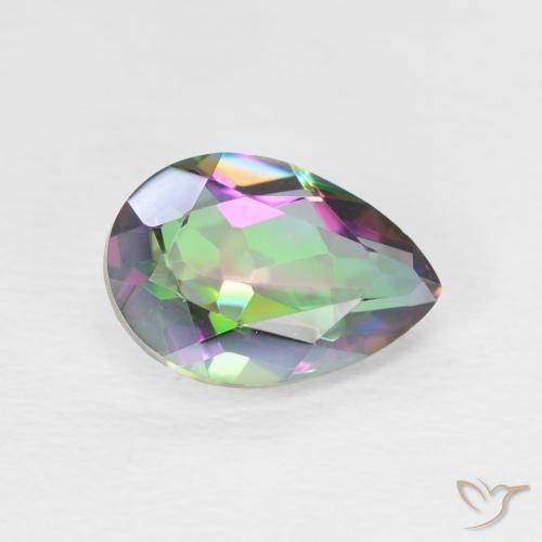 Cuarzo Místico Multicolor natural de 1.88 ct, En forma de pera, VVS-VS