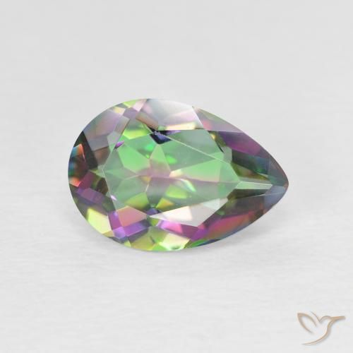 Cuarzo Místico Multicolor natural de 1.94 ct, En forma de pera, VVS-VS