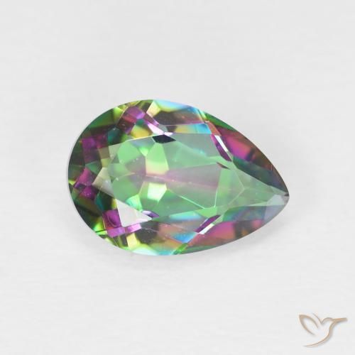 Cuarzo Místico Multicolor natural de 1.93 ct, En forma de pera, VVS-VS