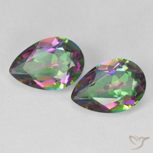 Gemas de Cuarzo Místico Multicolor natural de 3.86 ct, En forma de pera, VVS-VS