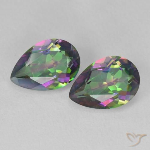 3.84ctw Natural Multicolor Cuarzo Místico, En forma de pera, VVS-VS
