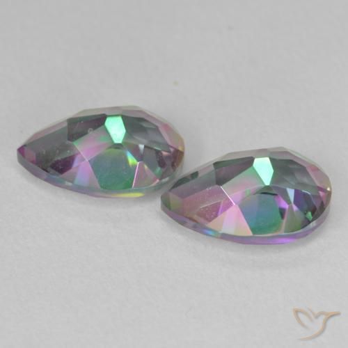 Gemas de Cuarzo Místico Multicolor natural de 3.84 ct, En forma de pera, VVS-VS